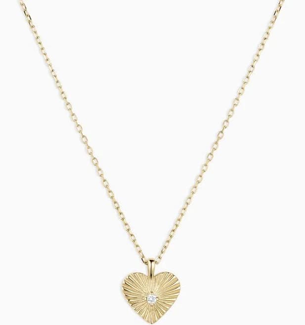 Gorjana 14K Solid Gold Diamond Vintage Heart Necklace