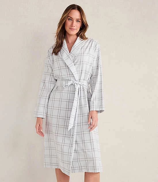 Women's Loft Haven Well Within Lightweight Flannel Windowpane Robe Size