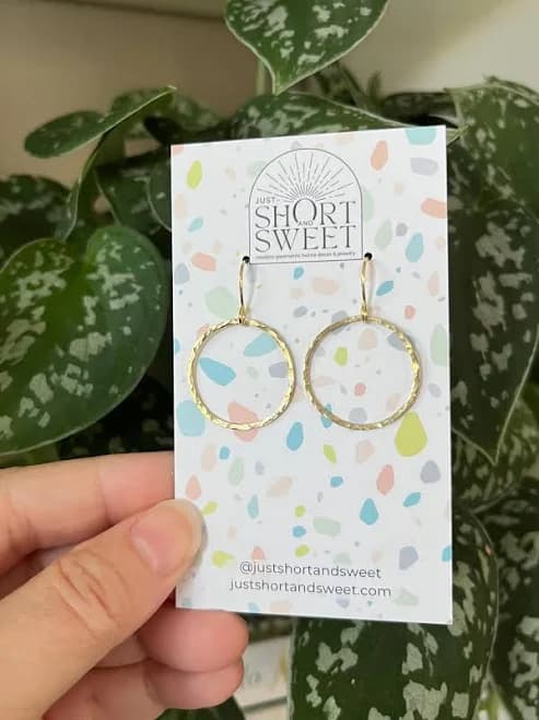 Modern Round Dainty Minimalist Brass Hoop Earrings