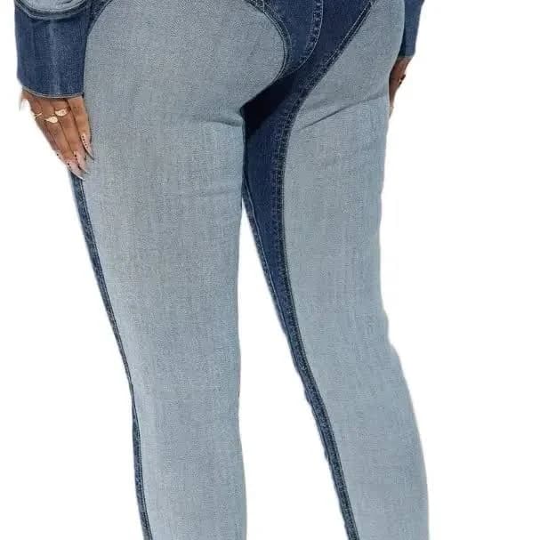 Women's High Waist Denim Jeans with Contrast Stitching