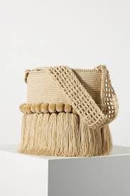 Soraya Hennessy Crochet Fringe Bucket Bag | Anthropologie