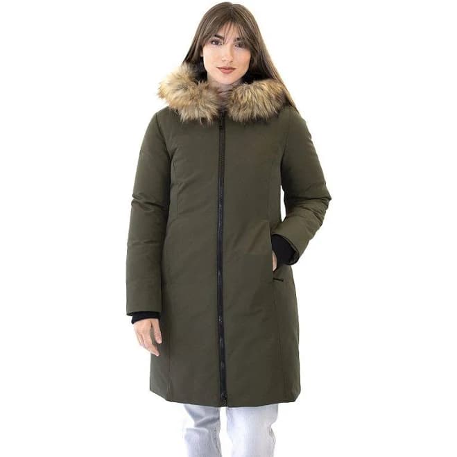 Nine West Women's Zip-Front Faux Fur Trimmed Hooded Puffer Coat