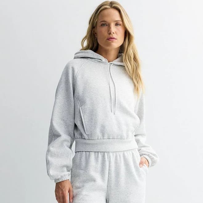 FLX Women's Heavyweight Fleece Cropped Hood Popover