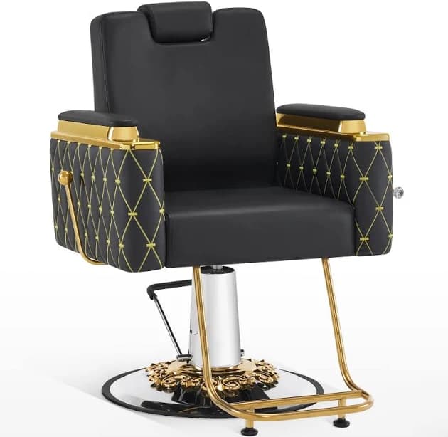 BarberPub Barber Chair with Headrest Reclining Salon Chair for Hair Stylist 8623