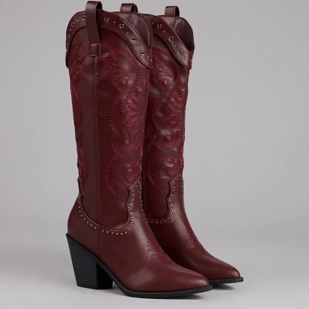 Windsor Ride or Shine Studded Leather Cowboy Boots