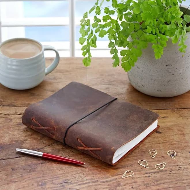 Personalised Buffalo Leather Journal with Elastic Tie