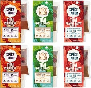 Spice Tailor 3 Simple Steps Restaurant Quality Meals in Minutes Kits Ready in 10 Minutes (6 Pack, Thai Curry Variety)