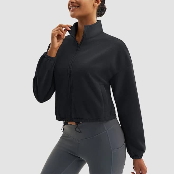 Women's Cropped Sherpa Fleece Jacket