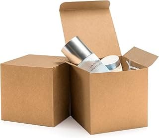 ValBox 4x4x4 Brown Gift Boxes 50PCS Kraft Paper Boxes with Lids for Gifts, Crafting, Cube, Cupcake Boxes, Easy Assemble Boxes for Party Favor