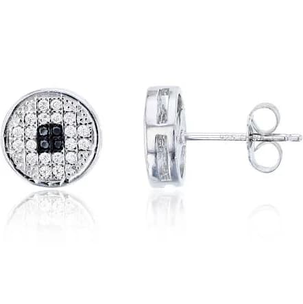 Micropave Round Silver Stud Earring