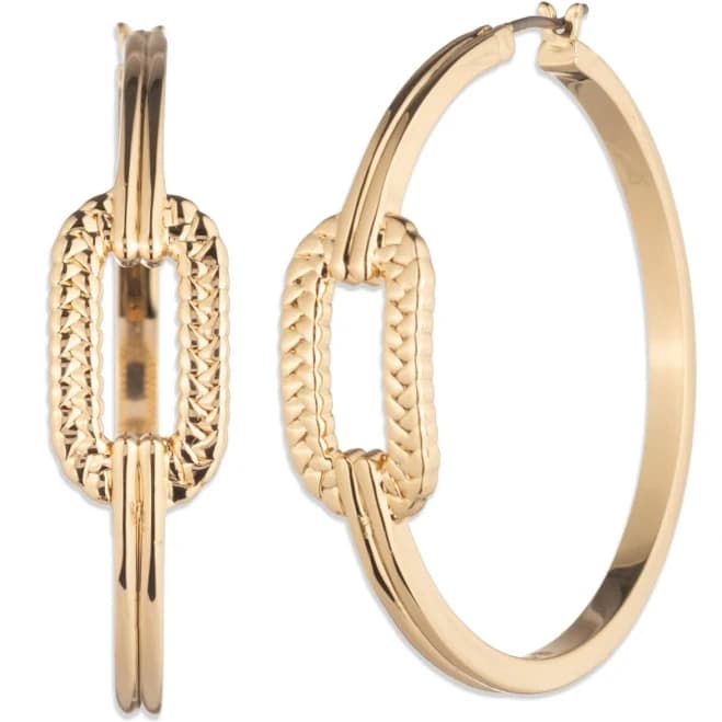 Ralph Lauren Women's Fable Herringbone Link Hoop Earrings