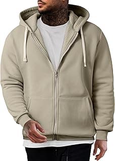 Mens Full Zip Hooded Fleece Drawstring Hoodies Pullover Sweatshirts Casual Long Sleeve Shirts