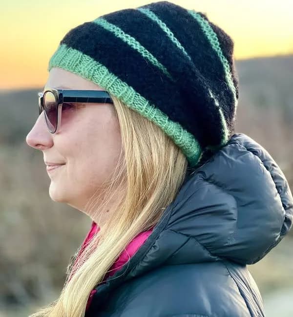Slouchy Striped Beanie Hat