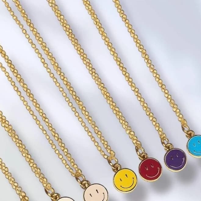 Smiley Face Gold Chain Necklace
