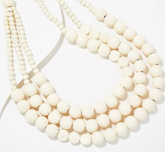 Susan Graver Multi-Strand Beaded Necklace,White