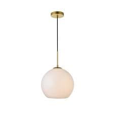 Baxter 1 Light Brass Pendant With Frosted White Glass - Walmart Business Supplies