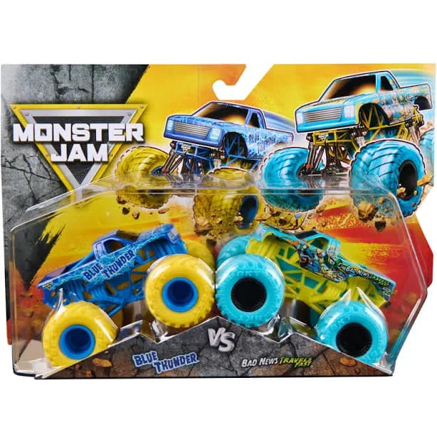 Monster Jam Blue Thunder vs. Bad News Travels Fast Die-Cast Monster Trucks