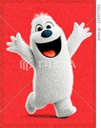Happy white furry character joyfully... - Stock Illustration [126477763] - PIXTA