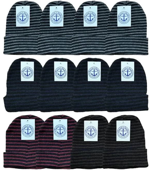 Yacht & Smith Unisex Knit Winter Hat with Stripes