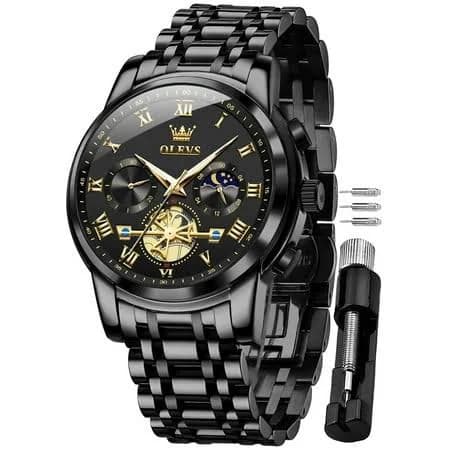 Olevs Men's Chronograph Business Dress Quartz Stainless Steel Waterproof Luminous Date Watch