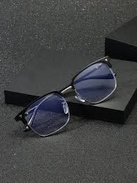 Men's Square Metal Black Frame Blue - Light - Blocking Glasses - Fashionable & Casual, Ideal For Computer Reading, Gaming, TV & Mobile Use, Non - Prescription. | SHEIN EUQS