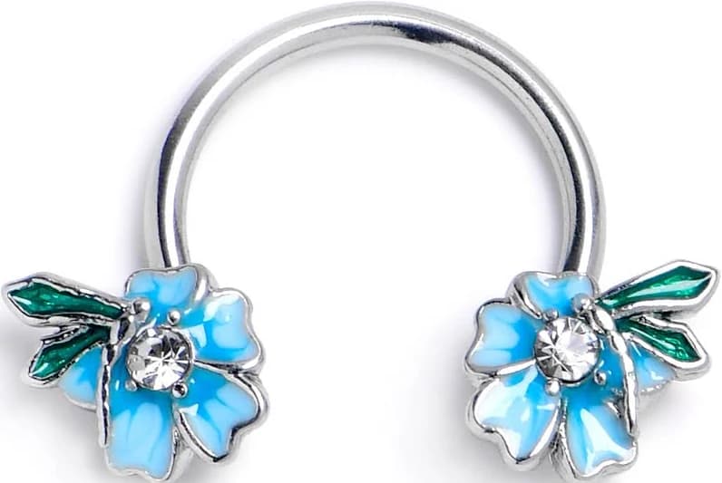 Body Candy 16g Stainless Steel Horseshoe Circular Barbell with Clear Gem