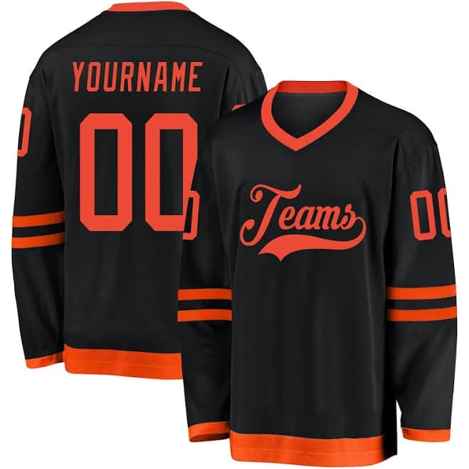 Custom Black Orange Hockey Jersey s