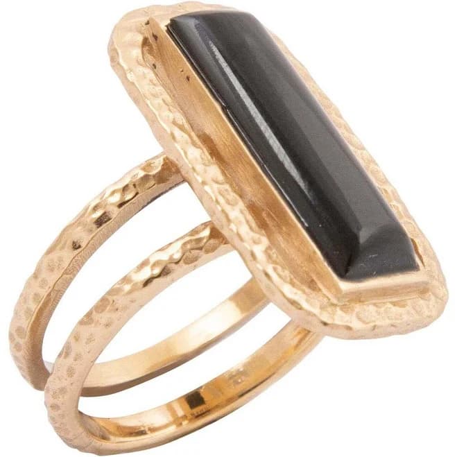 Barse Women's Wavy Statement Ring with Onyx