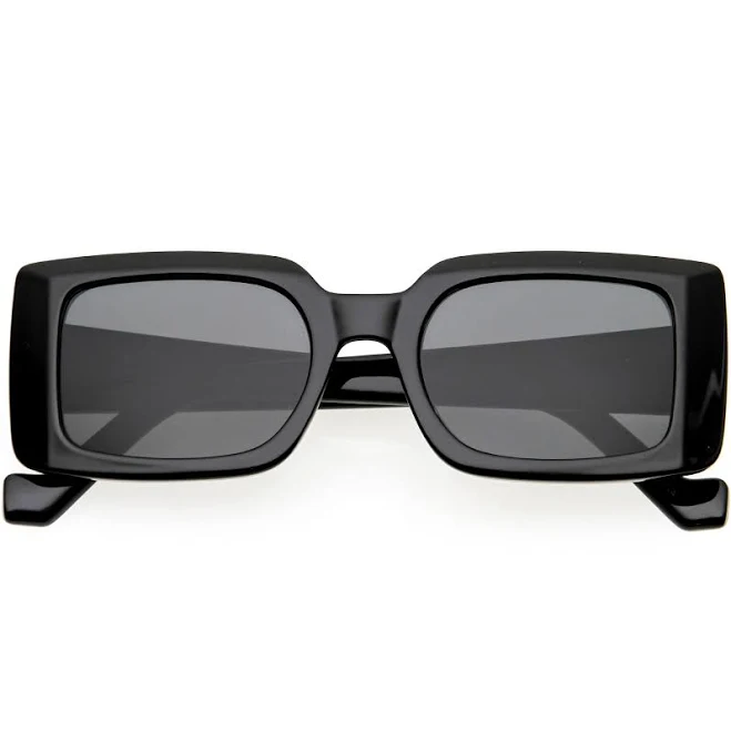 zerouv Retro Medium Square Flat Lens Thick Rimmed Rectangle Sunglasses D213