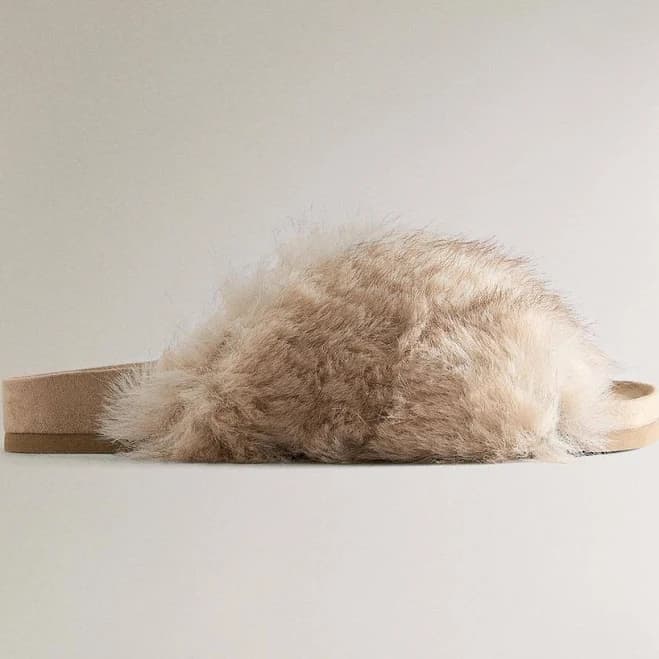 Zara Home Crossover Faux Fur Sandals
