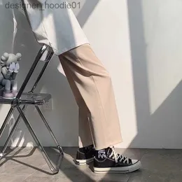 DHgate.com:Men's Jeans Ready stock fashion thin Korean style straight trousers stretch casual pants all-match men suit pants L230916:Apparel