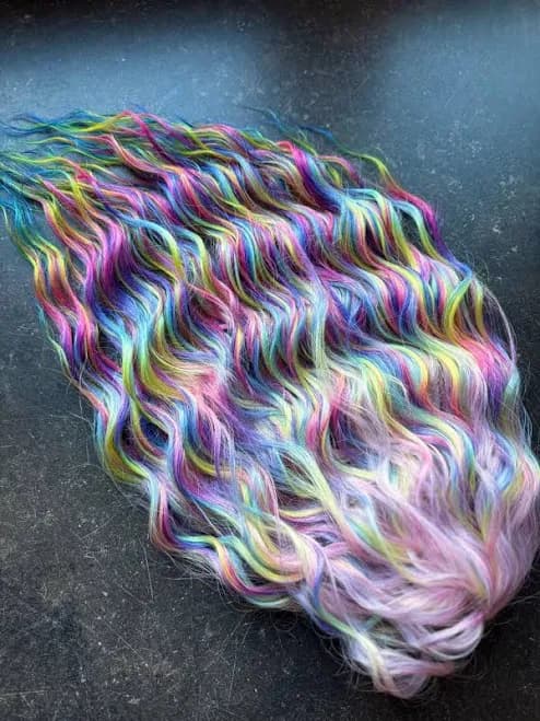 Wavy Pastel Rainbow Ombre Hair Extensions