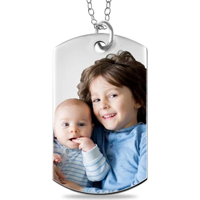 Zales Sterling Silver Engravable Photo Dog Tag Pendant