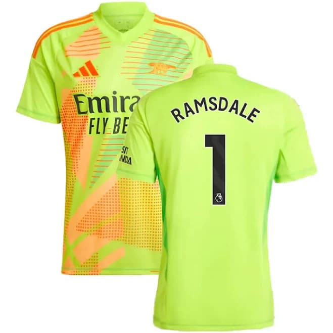 '24-'25 Arsenal Home Goalkeeper Jersey (Yellow) (Ramsdale 1) Men's Polyester Made By: Adidas
