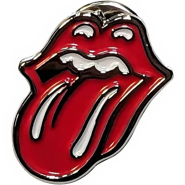 The Rolling Stones Classic Tongue Silver Outline Pin Badge