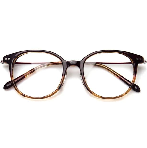 Square Glasses Acetate Frame Metal Temple Silver Dots Eyeglasses