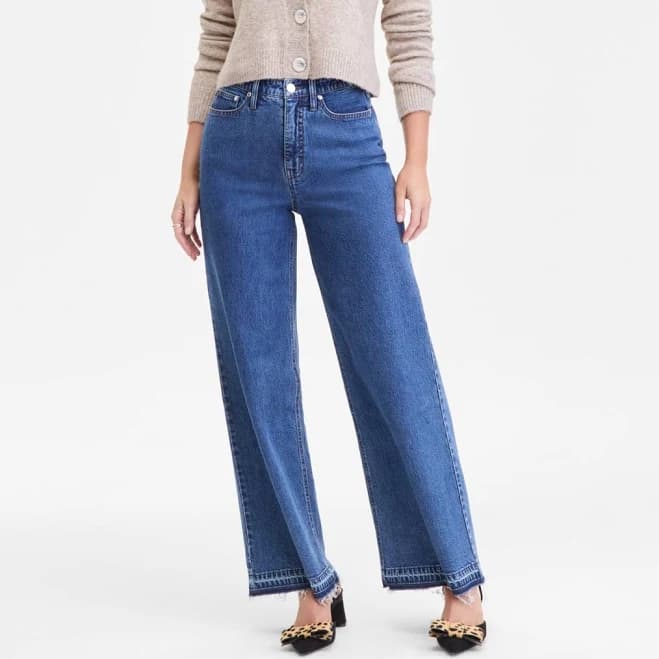 On 34th Women's High-Rise Wide-Leg Released-Hem Jeans