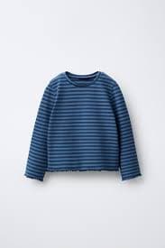 WOVEN STRIPED T-SHIRT - Blue | ZARA Canada