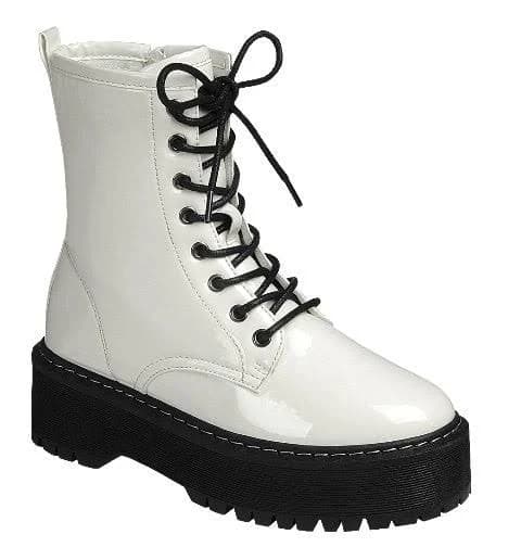 Women Chunky Lug Sole Lace up Ankle Boots 6.5 / White