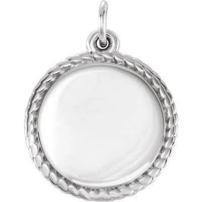 Sterling Silver Engravable Round Rope Pendant