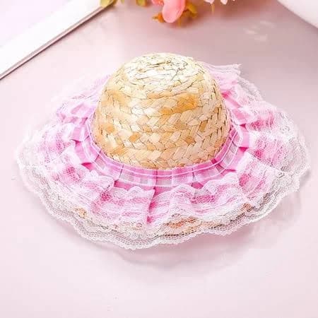 Cute Pet Sun Hat for Small Dogs & Cats, Summer Straw Hats with Bowknot & Adjustable Strap, Funny Clothes for Beach Photos, Parties, Great Pet Lover
