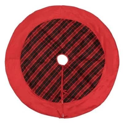 Vickerman 52" Red/Black Plaid Treeskirt