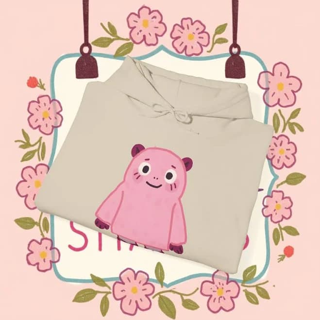 Kawaii Pink Monster Graphic Hoodie