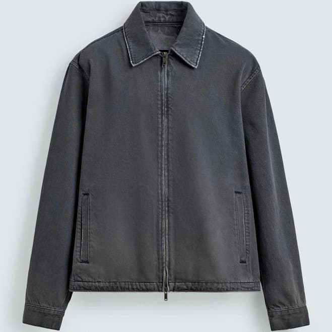 Zara Men's Regular Fit Zip Denim Jacket