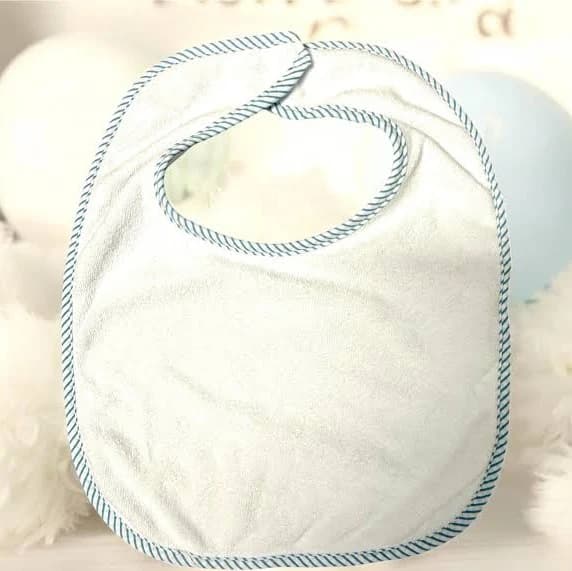 Blue or Pink Seersucker Baby Bib - Personalized Baby Boy or Girl Bib, Monogrammed Bib for Newborn, Soft Terry Cloth Bib, Baby Shower Gift