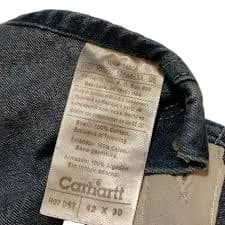 Carhartt Vintage Dark Blue Denim Carpenter Bib Overalls Mens 42x30