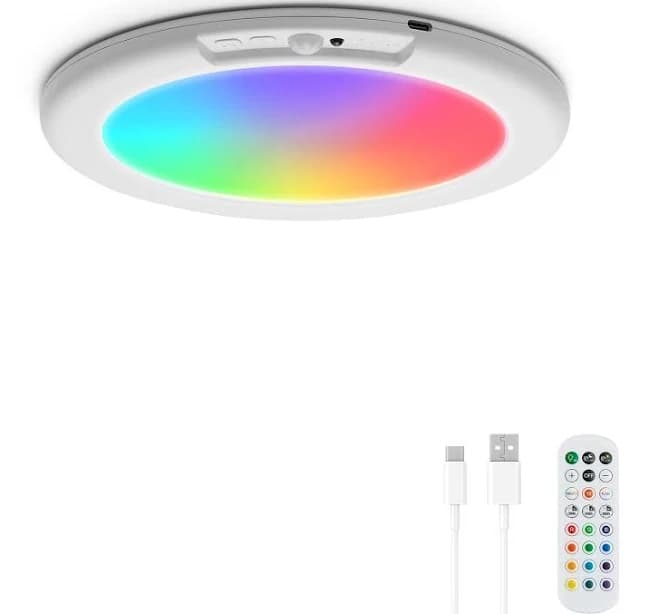 Combuh Rechargeable RGB Shower Light 12 Color Changing Ambient Light + Cool White