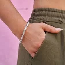GLD 14K White Gold Round Cut Diamond Tennis Bracelet