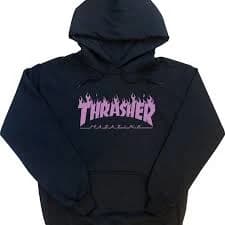 Thrasher Hoodie Black (Purple Print)