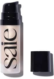 Saie Mini Glowy Super Gel Lightweight Illuminator - Luminizer + Makeup Primer for Glowing Skin - Enriched with Vitamin C + Hydrating Squalane Oil - Wear Alone or Under Makeup - Sunglow (